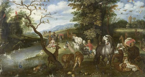 Appraisal: Workshop of BRUEGHEL JAN the younger Antwerp Entering Noah's arc