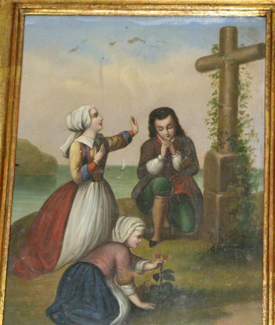 Appraisal: Continental School th century religious scene of two girls and