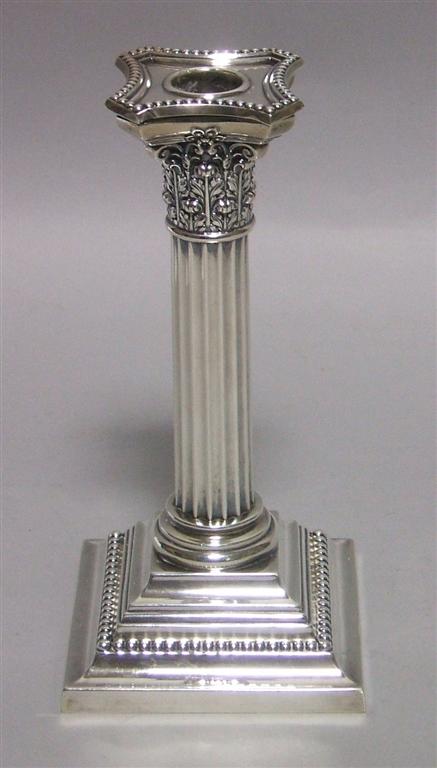 Appraisal: GORHAM SILVER COLUMNAR CANDLESTICK Cast as a single Corintian column