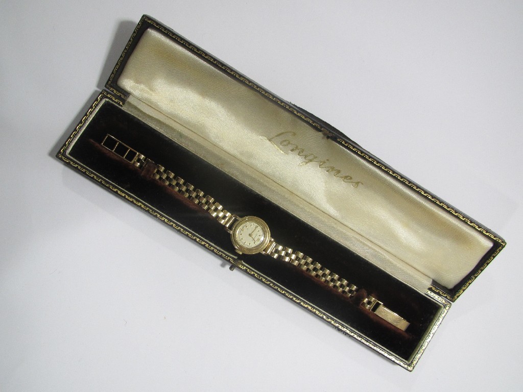 Appraisal: Ladies late th century ct gold Longines wrist watch with