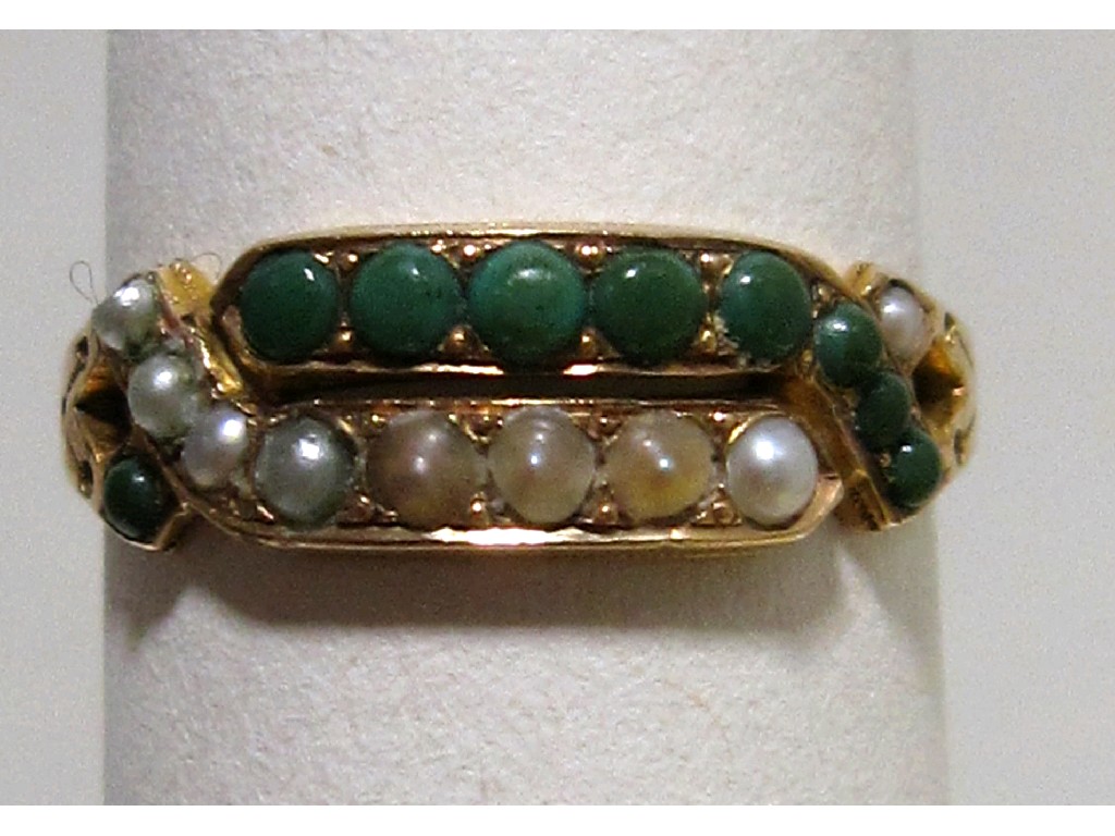 Appraisal: Victorian ct gold turquoise and seed pearl set dress ring