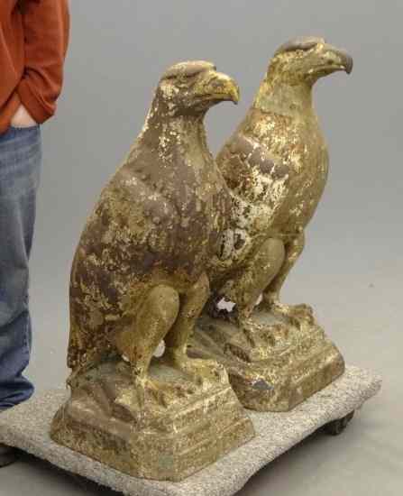 Appraisal: Pair early cast iron eagles White Eagle Gas Co from