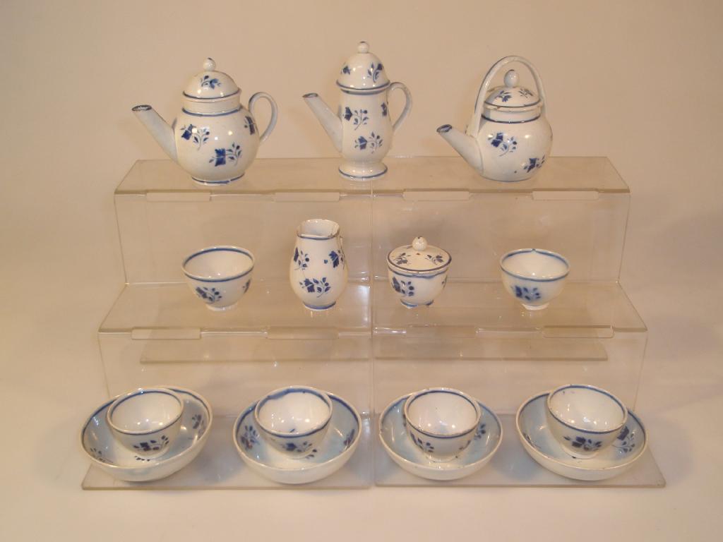 Appraisal: A thC English pearlware miniature tea service each piece decorated