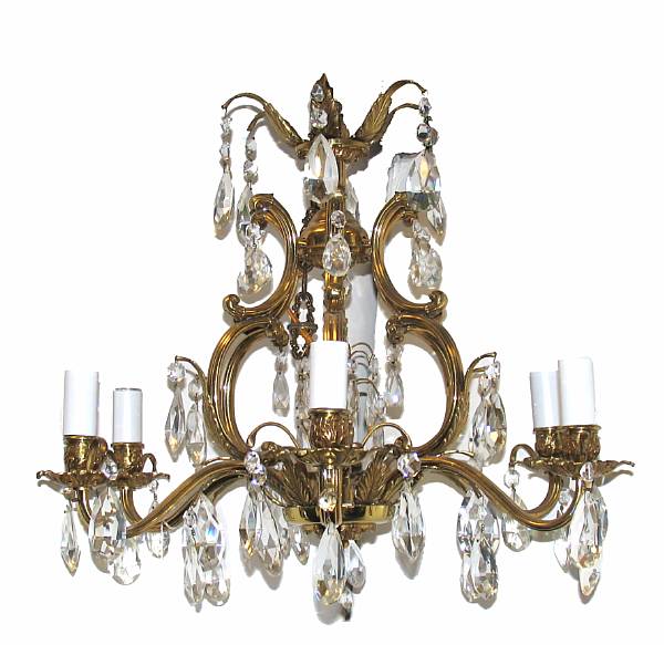 Appraisal: A Louis XV style gilt metal six light chandelier height