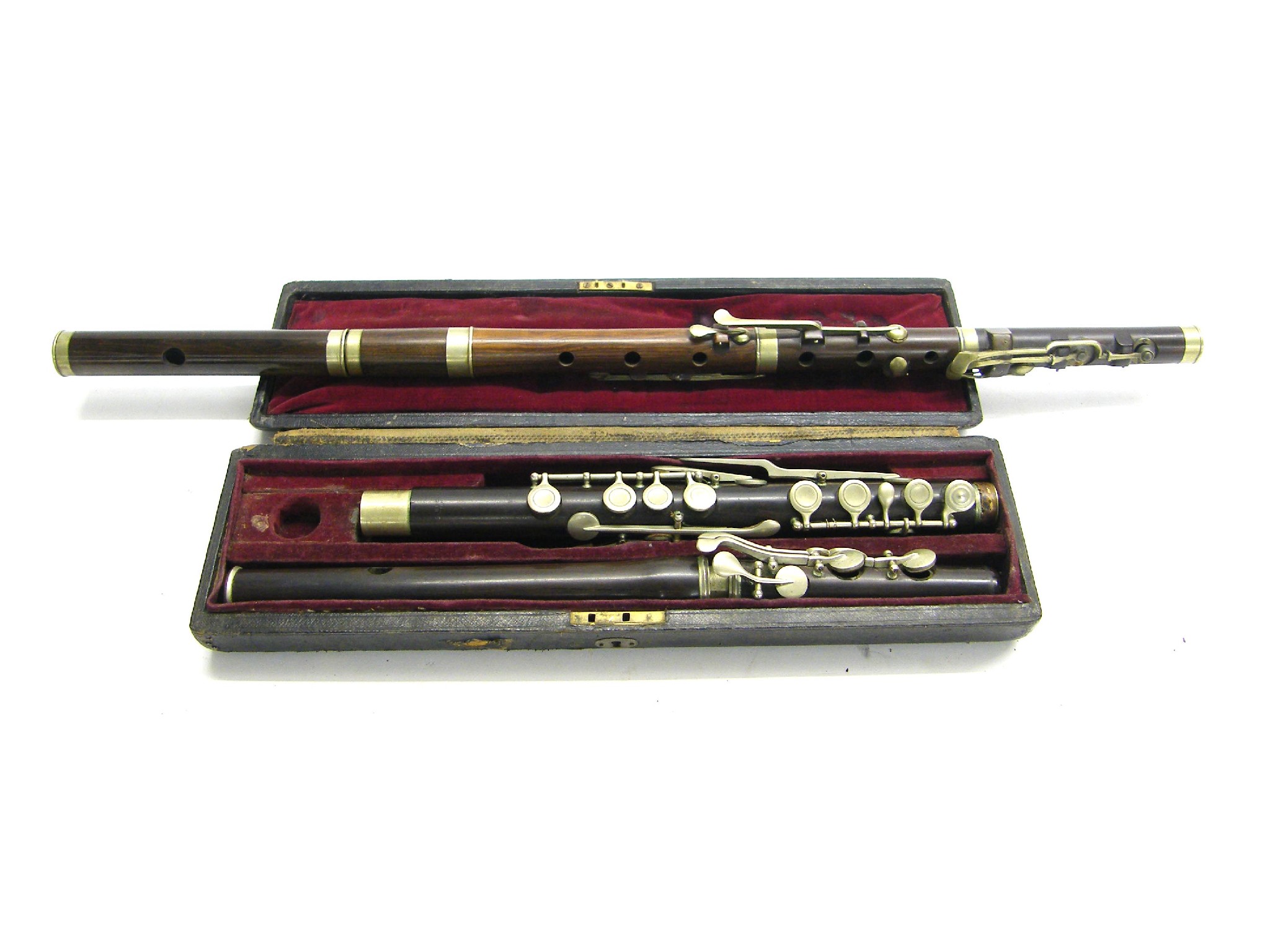 Appraisal: Eight keyed rosewood flute stamped A Bechstein Brussels case together