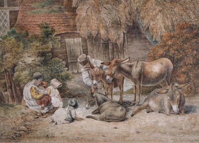 Appraisal: Edwin Young - after Robert Hills A rustic scene with