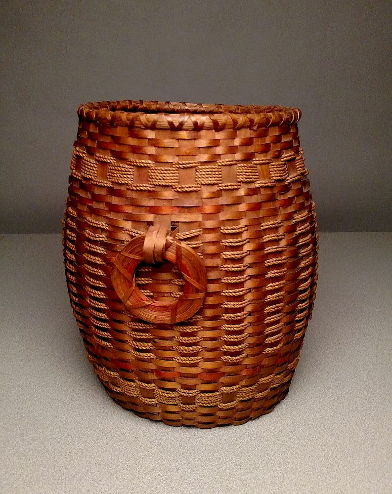 Appraisal: Potawatomi Antique Basket w Star Handle Potawatomi antique basket with