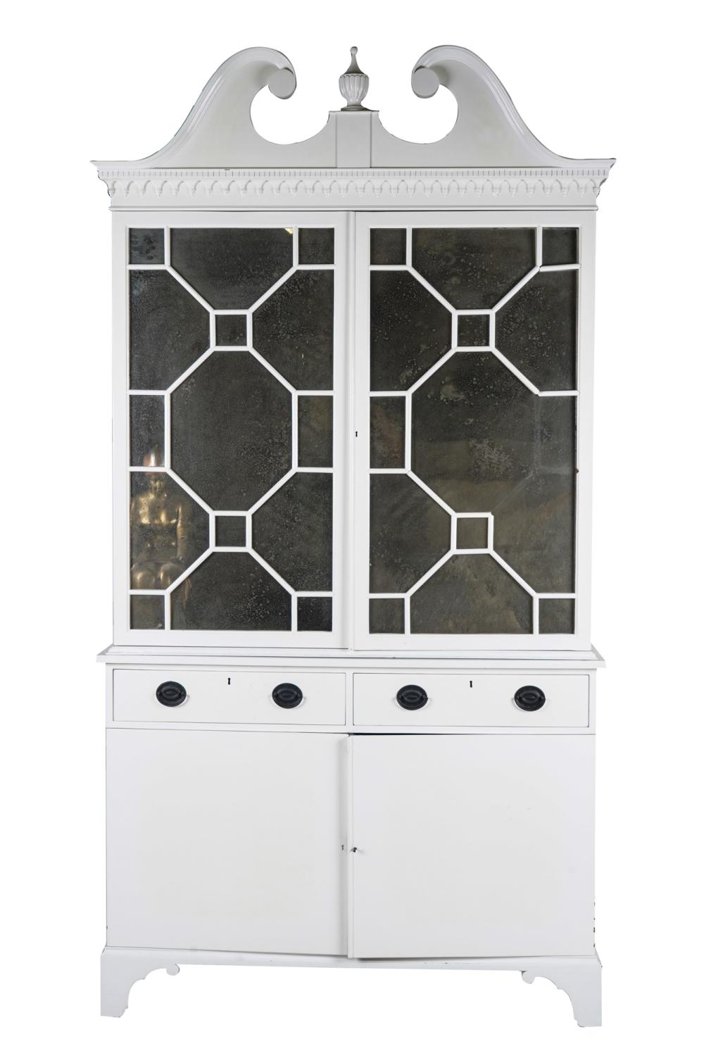 Appraisal: CHIPPENDALE-STYLE WHITE PAINTED ENTERTAINMENT CABINET inches wide inches deep inches