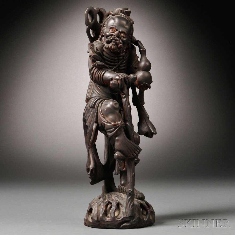 Appraisal: Wood Figure of a Luohan China th century depicted standing