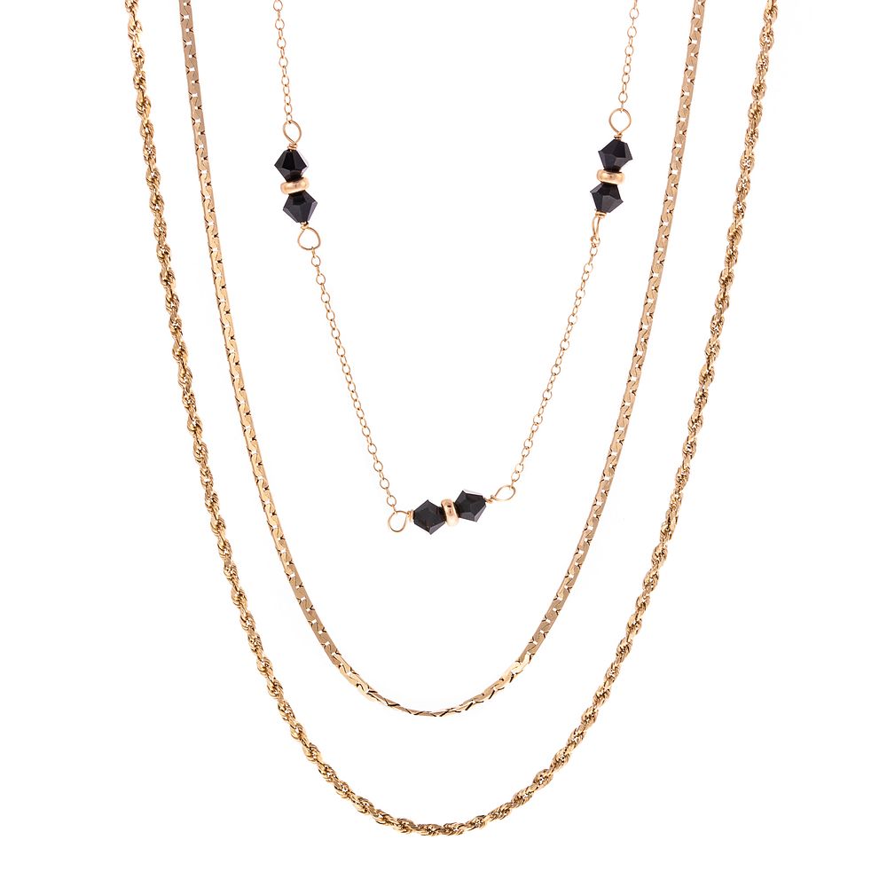 Appraisal: A Trio of Long Chains in Gold K yellow gold