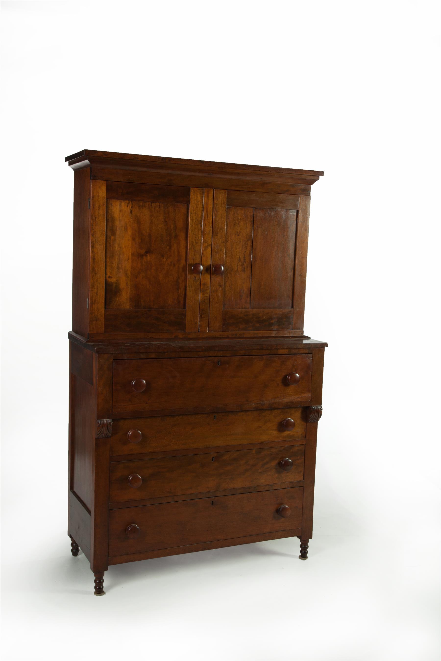 Appraisal: TRANSITIONAL SHERATON TO EMPIRE BUTLER'S DESK WITH BOOKCASE TOP American