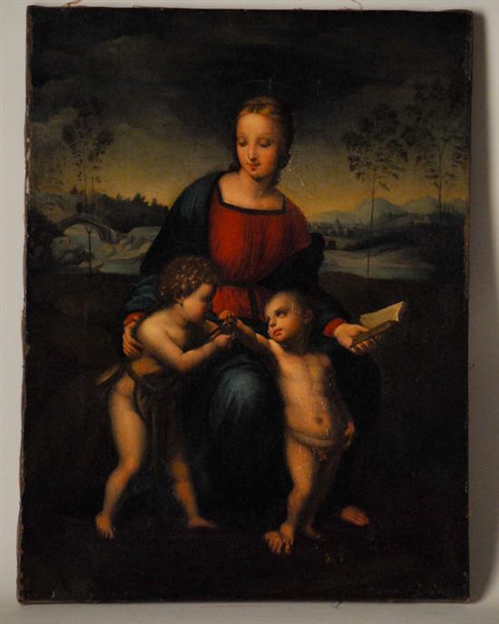 Appraisal: E th C Mary with Baby Jesus and John Oil