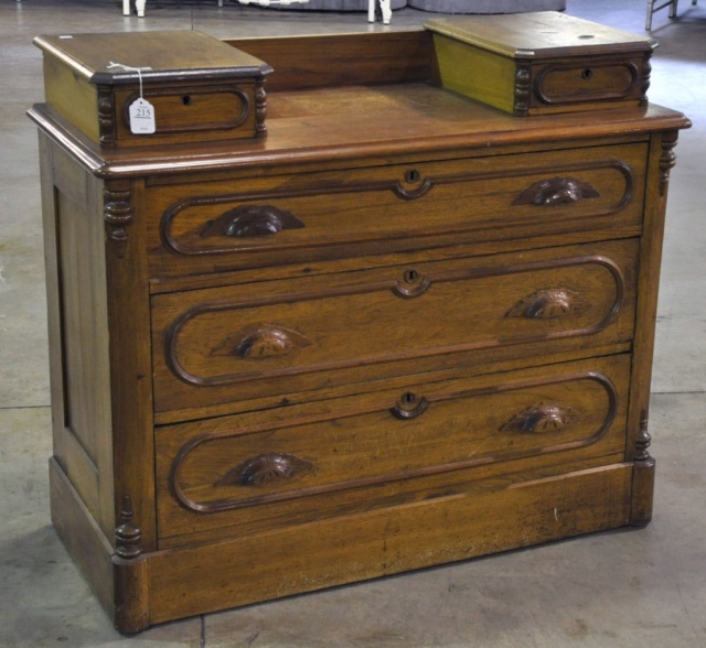 Appraisal: Walnut Victorian DresserHaving two glove drawers above three molded drawers