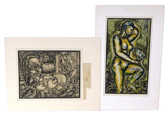 Appraisal: Ben Earl Looney American - two woodcuts Death of an