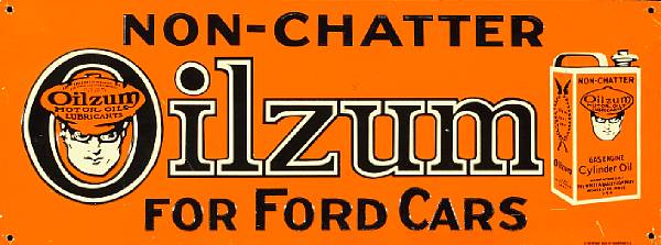 Appraisal: An Oilzum Non-Chatter for Ford Cars embossed sign excellent condition