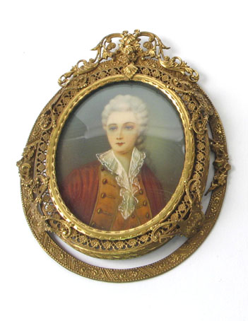 Appraisal: FRENCH MINIATURE OIL PORTRAIT of Madame Greunille young woman with