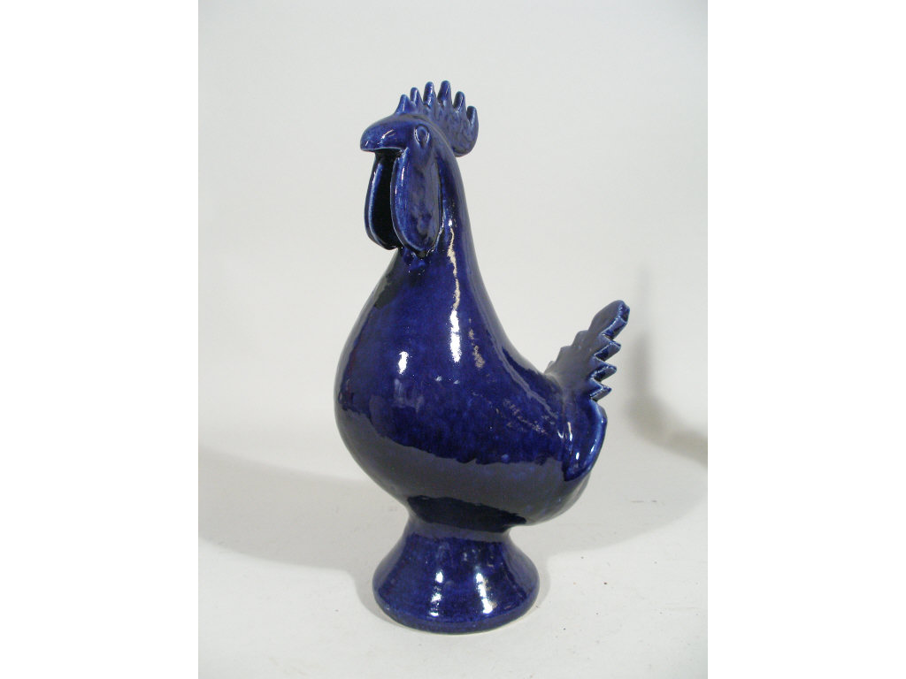 Appraisal: Georgia Folk Pottery Edwin Meaders Rooster cobalt glaze all over