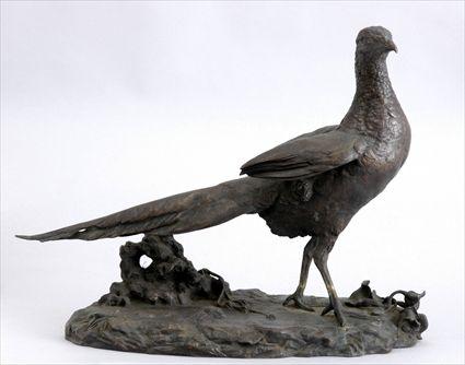 Appraisal: P COMOLERA FIGURE OF A PHEASANT Bronze with impressed signature