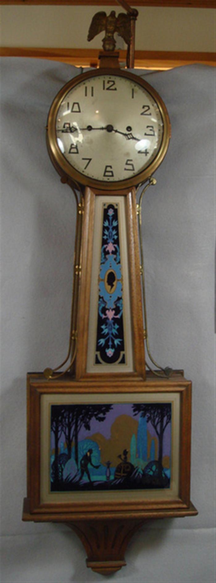 Appraisal: New Haven day Willard style banjo clock romantic garden scene