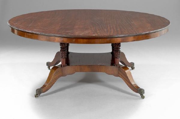 Appraisal: Regency-Style Mahogany Horseshoe Dining Table the circular top with five