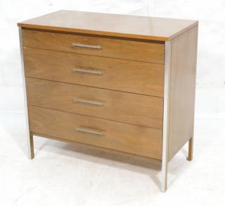 Appraisal: Paul McCobb Bachelor's Chest Walnut cabinet with vertical aluminum trim