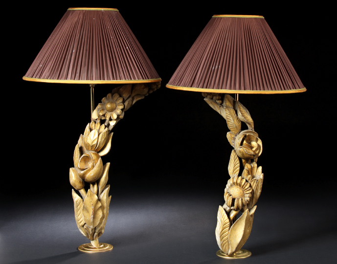 Appraisal: Pair of French Carved Giltwood Floral Sprays first quarter th