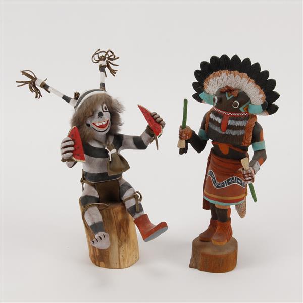 Appraisal: Two Native American Hopi Kachina Dolls Signed Nolan NasafotieCleveland H