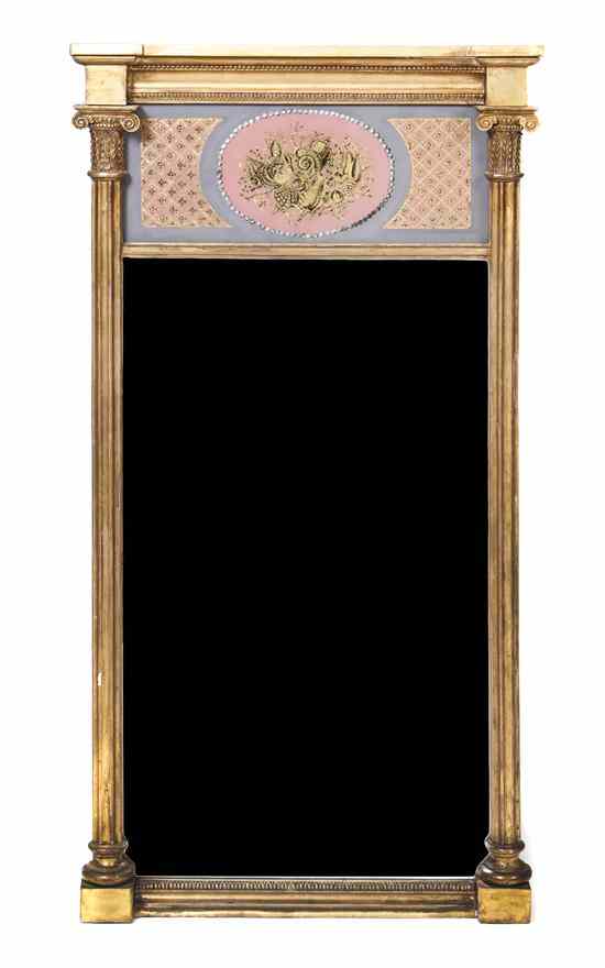 Appraisal: A Federal Style Giltwood Tabernacle Mirror the reverse painted glass