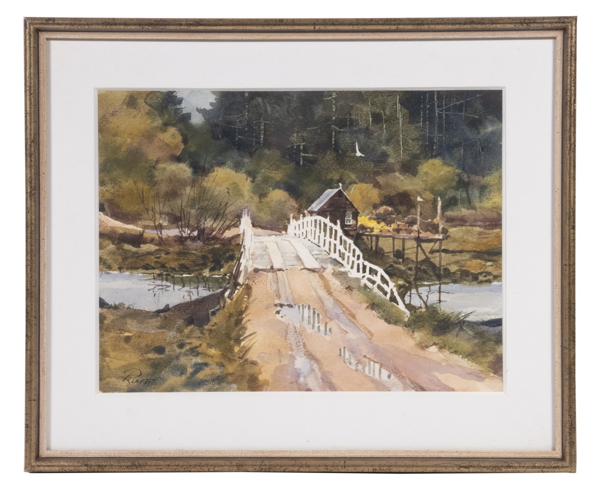 Appraisal: PETER ROLFE ME MA - Island Bridge study watercolor on