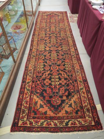 Appraisal: Malayer Persian Handmade Runner overall geometrics floral designs indigio field