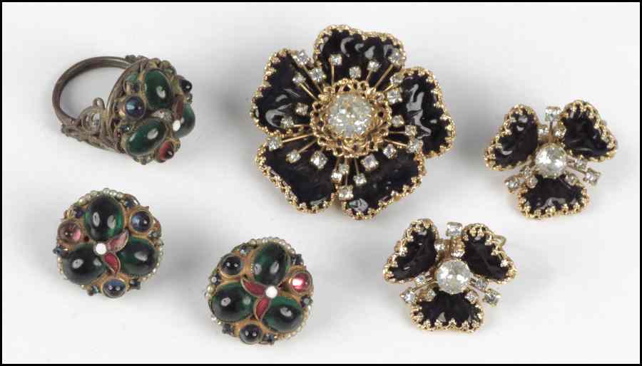 Appraisal: CHRISTIAN DIOR FOR KRAMER FLORAL DEMI-PARURE Comprised of a brooch