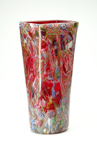 Appraisal: A V E M Glass floor vase with multi-colored murrines