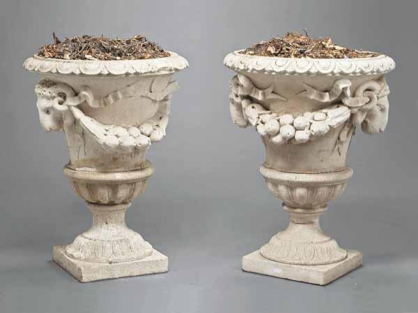 Appraisal: A Pair of Antique Vicenza Stone Jardini res with garlands