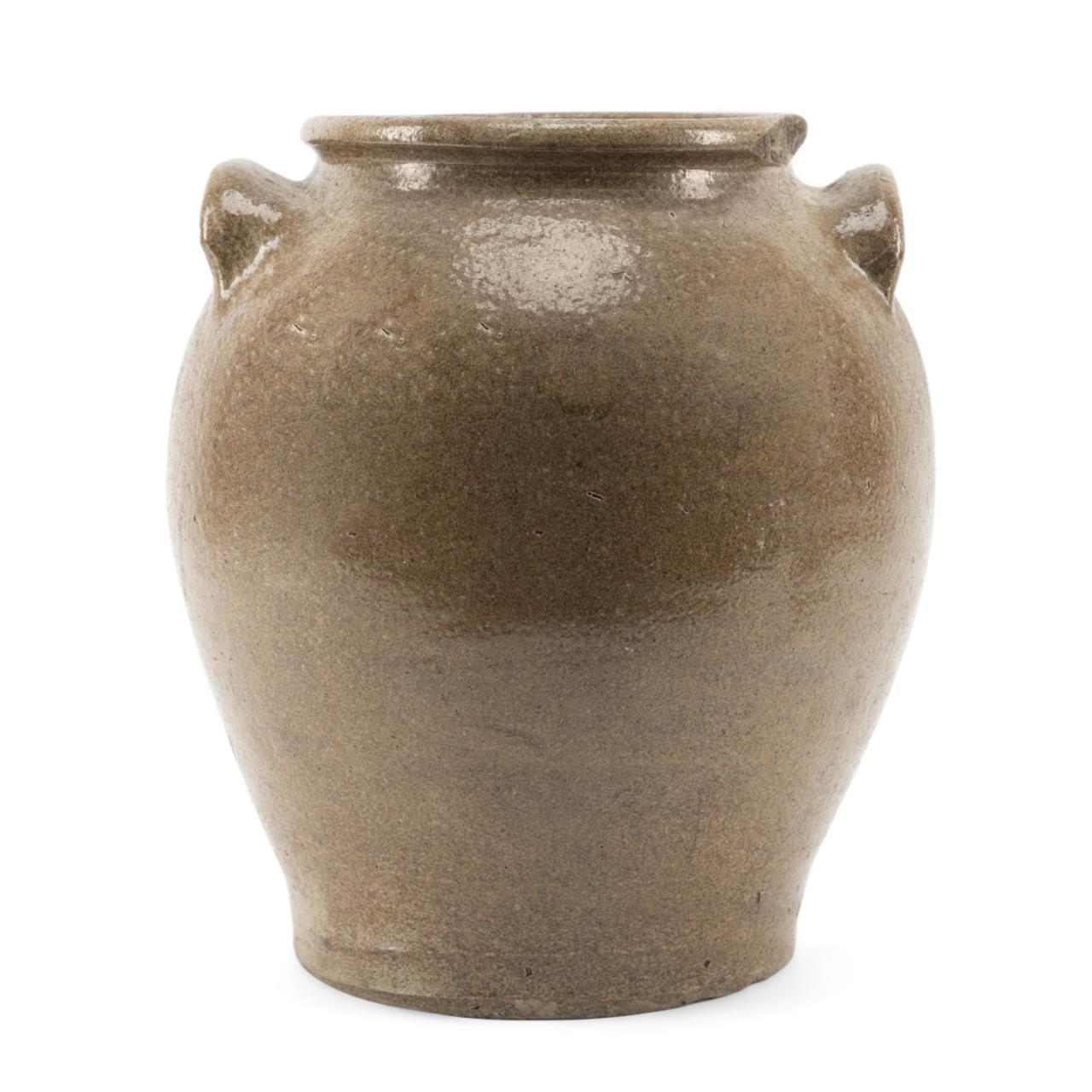 Appraisal: TH C SOUTHERN POTTERY JAR LIKELY EDGEFIELD American Southern green