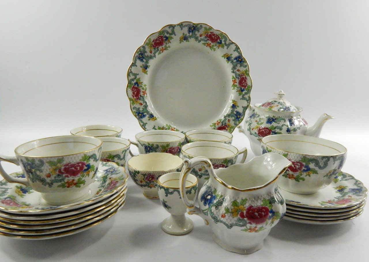 Appraisal: A Booths pottery part tea service decorated in the Floradora