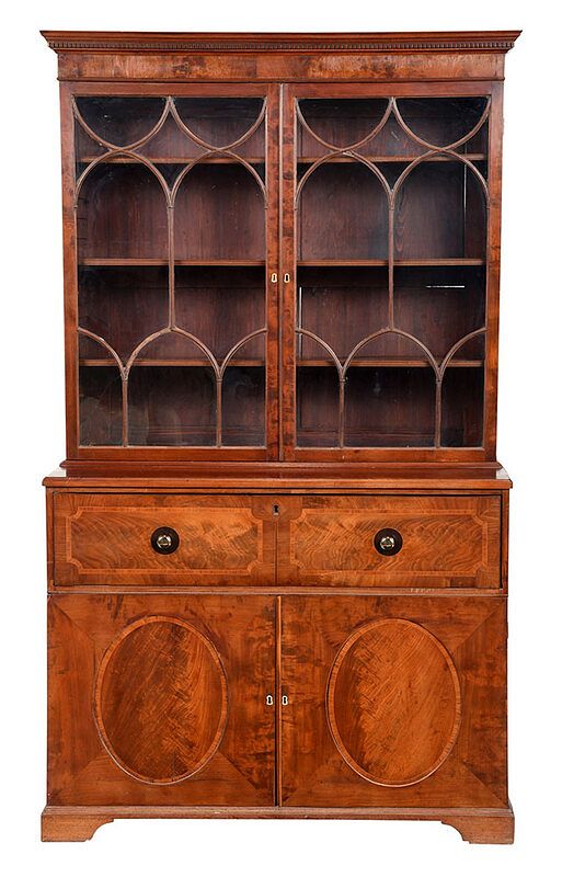 Appraisal: Georgian Mahogany Secretary Bookcase British th century upper case with