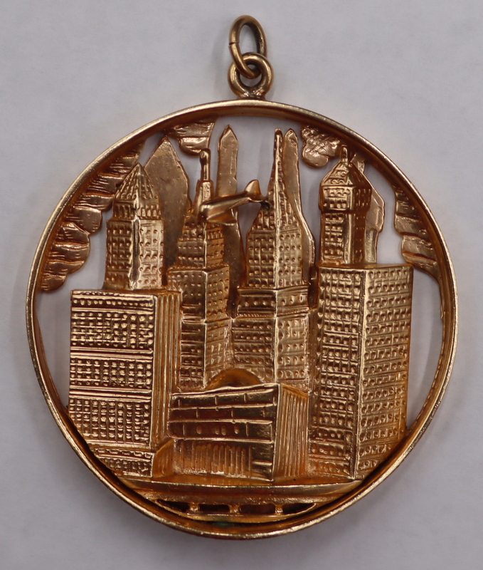 Appraisal: JEWELRY Signed A C kt Gold Pendant of a NYC