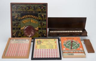 Appraisal: Group of Miscellaneous Gambling Related Items Including a roulette baseball