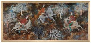 Appraisal: Luciano Spazzali Italian - Three Huntsmen in a Landscape titled