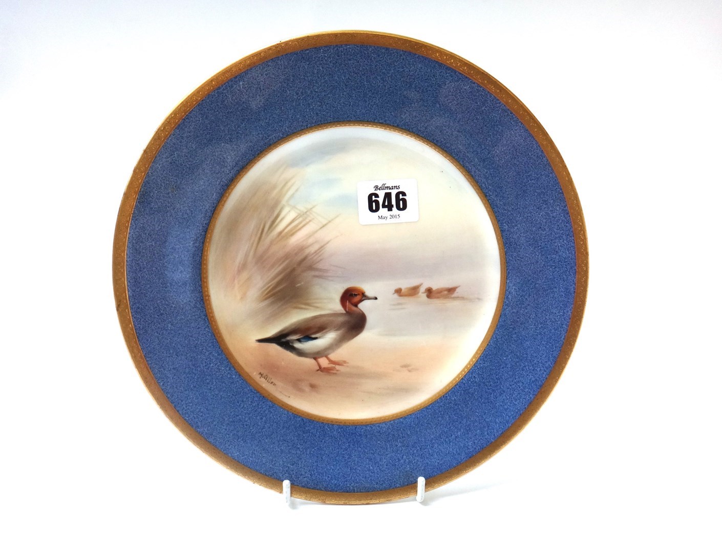 Appraisal: Three Royal Doulton cabinet plates circa hand painted with wild