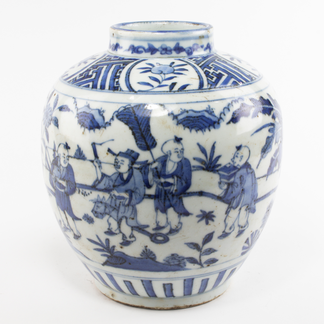 Appraisal: CHINESE BLUE AND WHITE JAR Chinese blue and white jar