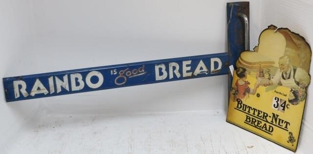 Appraisal: -PIECE BREAD LOT TO INCLUDE EMBOSSED METALADVERTISING PUSH DOOR HANDLE