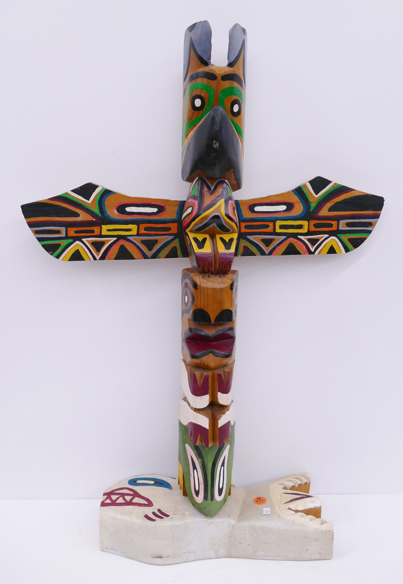 Appraisal: Nancy White Eagle Large Cedar Totem Pole Model- ''