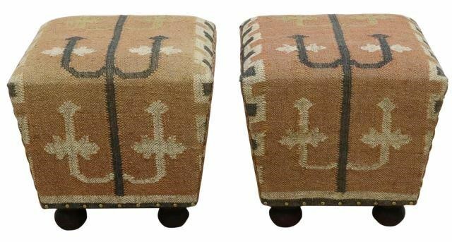 Appraisal: pair Southwest style ottomans Interlude Home st c having padded