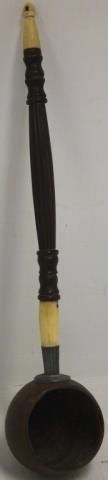 Appraisal: TH C SAILOR MADE COCONUT DIPPER TURNED ANDREEDED CARVED WOODEN