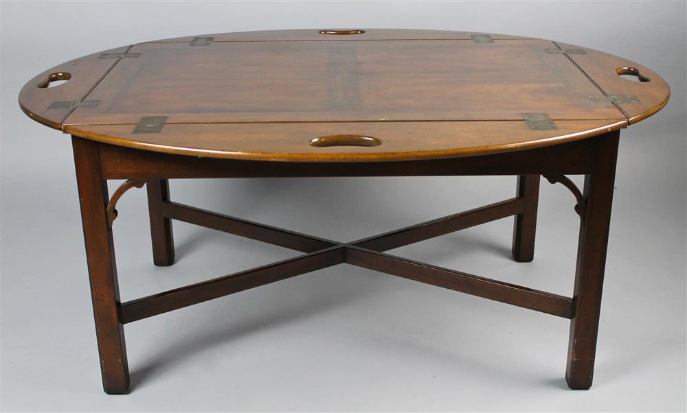 Appraisal: T KITTINGER MAHOGANY BUTLER'S TABLE with removable tray top above