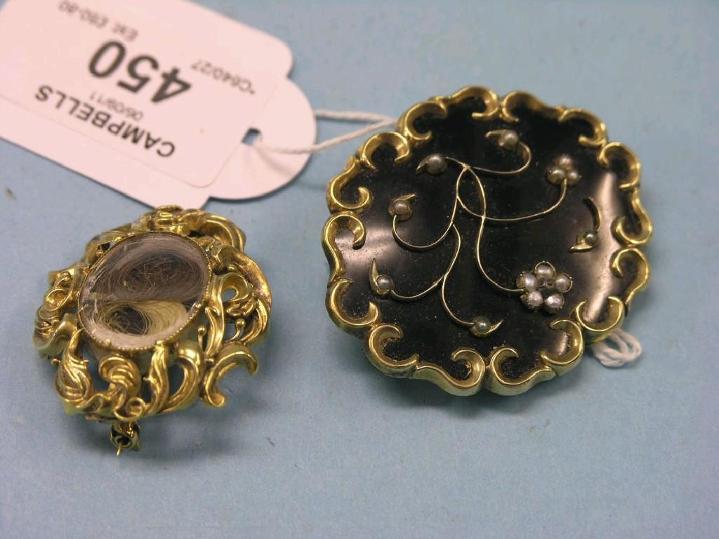 Appraisal: Two th century mourning brooches one personalised and dated each