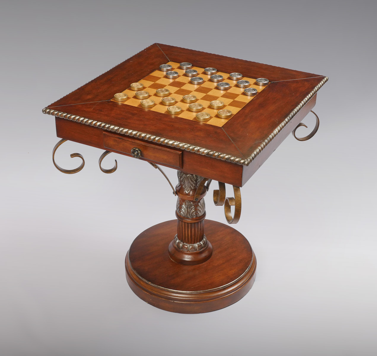 Appraisal: CONTEMPORARY MAHOGANY GAME TABLE Italian Mahogany Backgammon checker game table