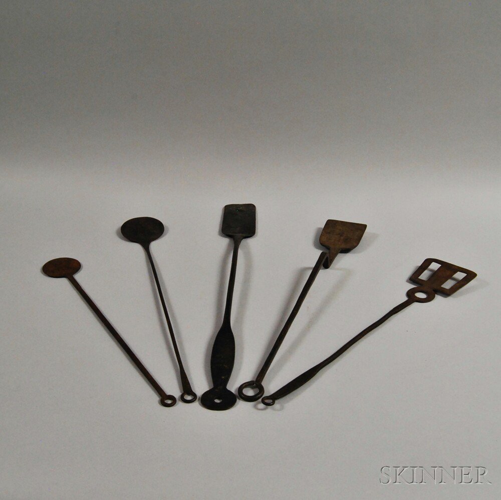 Appraisal: Five Wrought Iron Spatulas America late th early th century