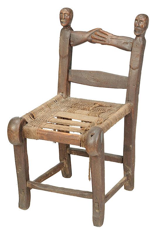 Appraisal: Rare and Important American Folk Art Chair probably African American